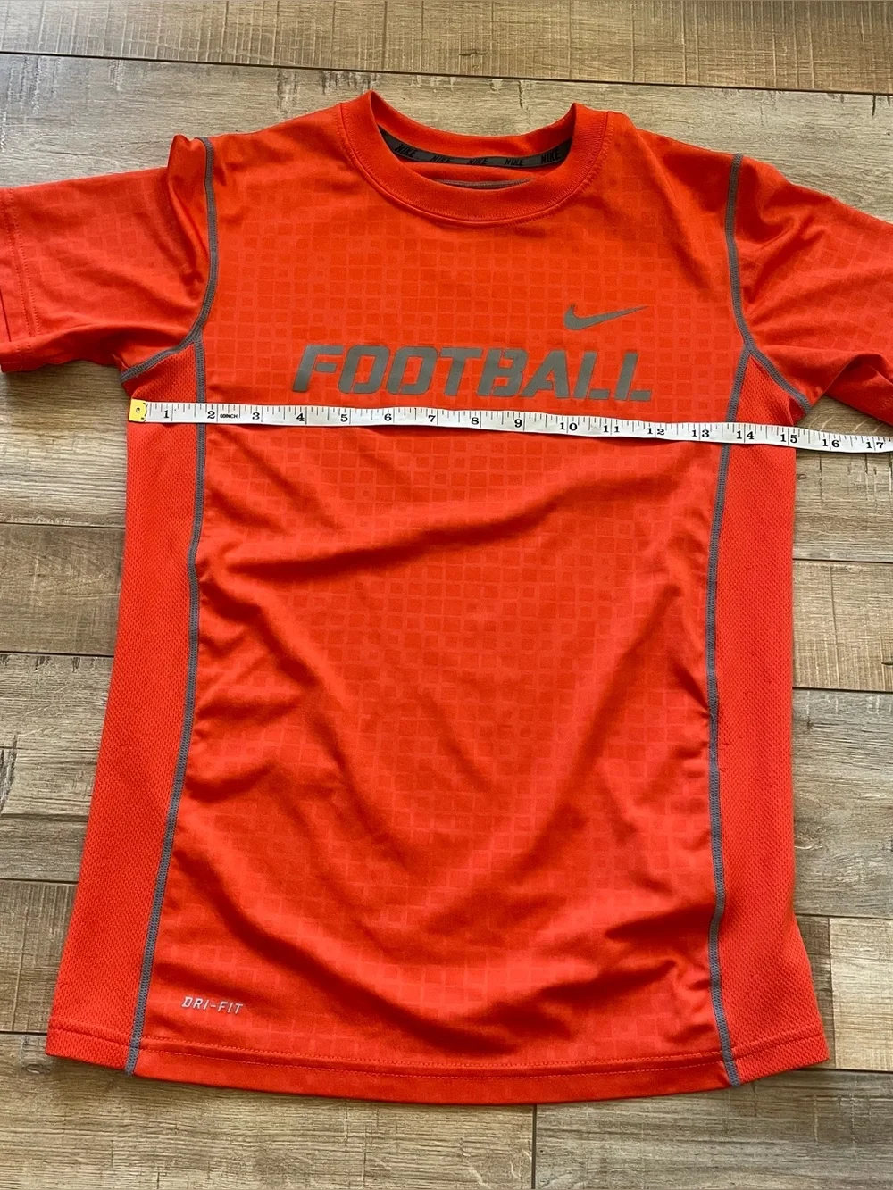Nike Dri-FIT Football Shirt Youth M Orange Gray Boys Athletic Training Tee